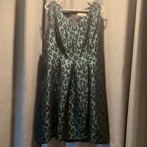 Loft Dark Green Leopard Party Dress
